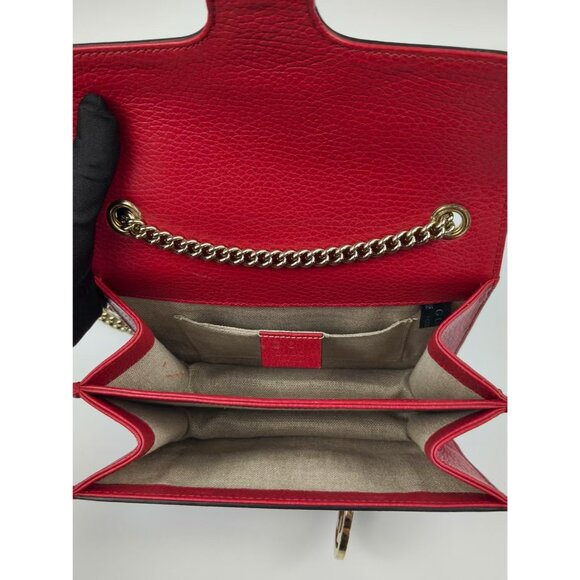 Pre-owned Gucci Dollar Calfskin Interlocking G Small Shoulder/Crossbody Bag Red - Picture 6 of 14